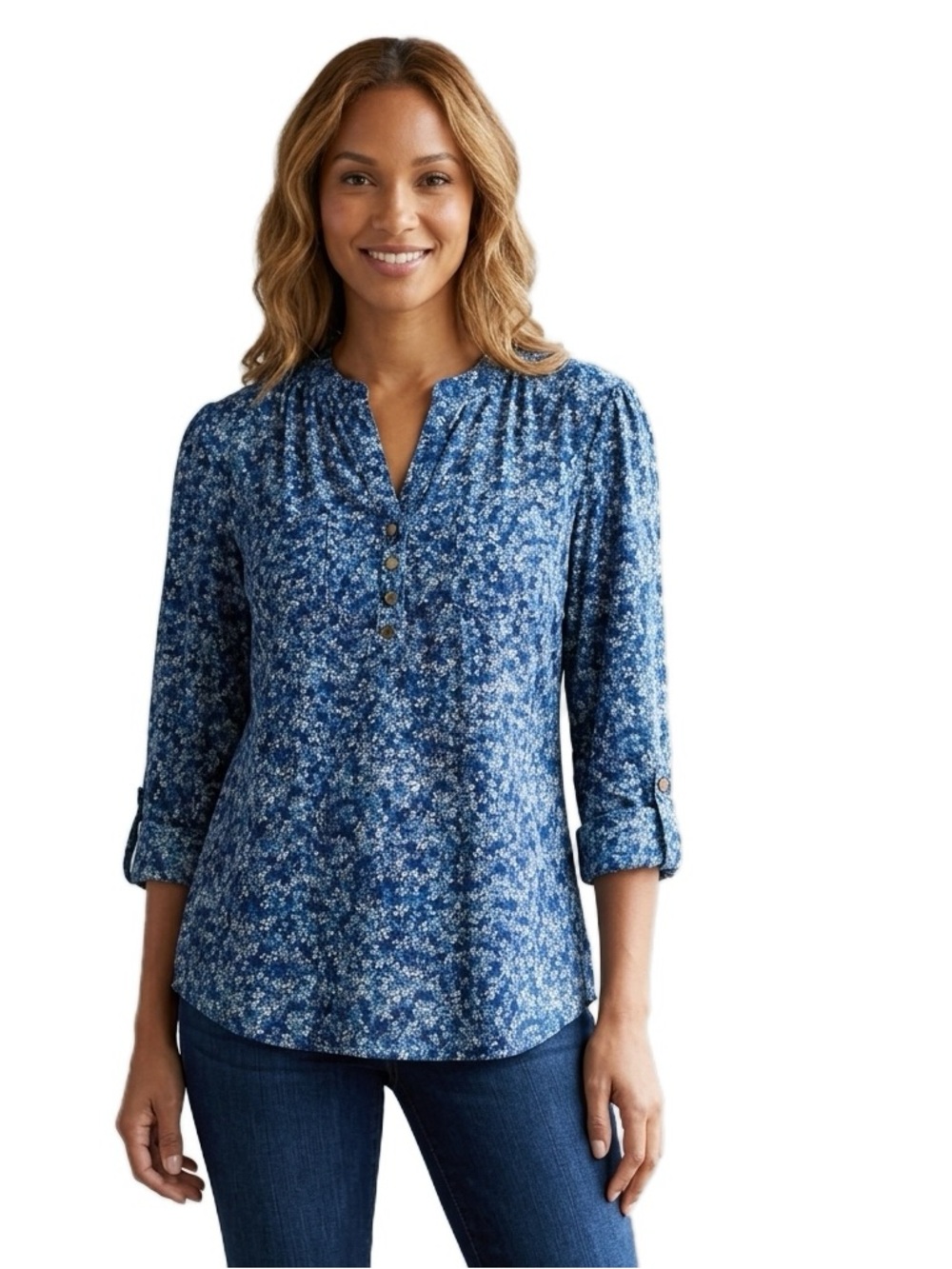 Ava & Grace Blue Floral Blouse